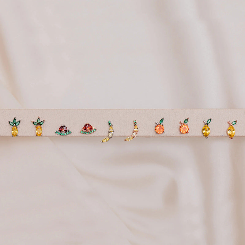 Women's Sier Needle Tropical Fruit Summer Fresh Earrings