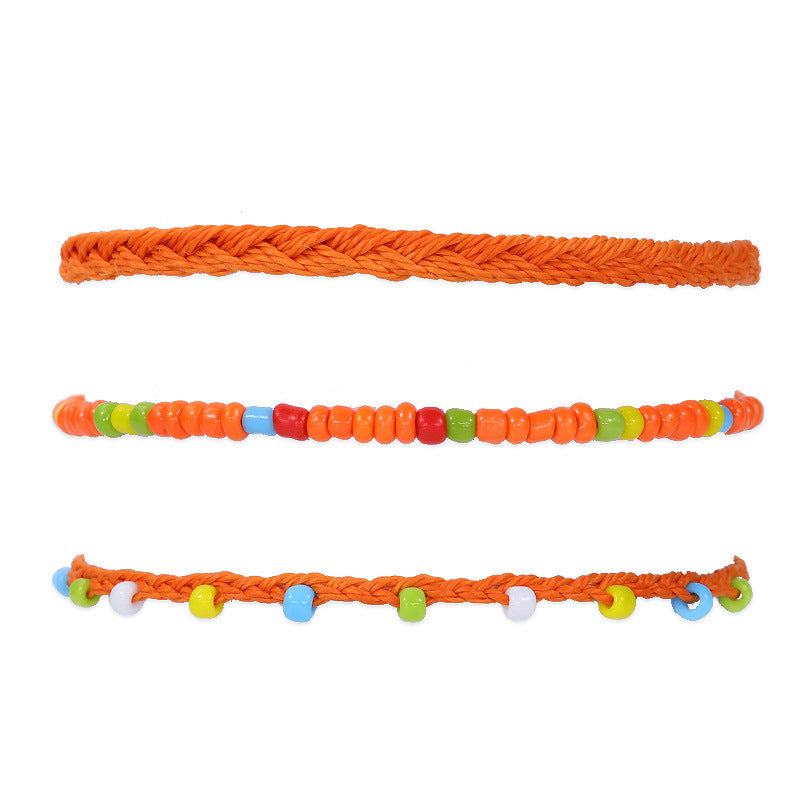 Bohemian Anklet Waterproof Wax Line Woven Bracelets