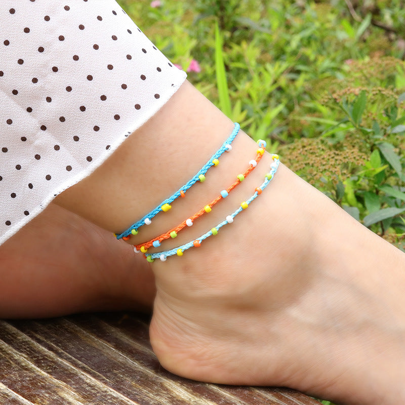 Bohemian Anklet Waterproof Wax Line Woven Bracelets