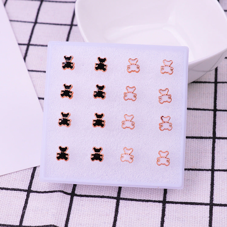 Black White Female Set Stall Ornament Plastic Resin Earrings