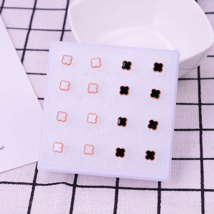 Black White Female Set Stall Ornament Plastic Resin Earrings