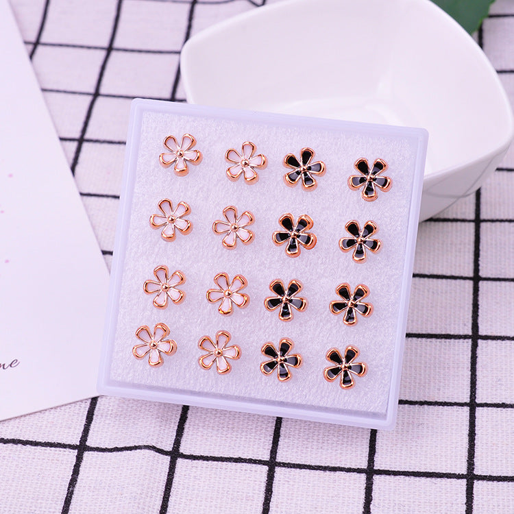 Black White Female Set Stall Ornament Plastic Resin Earrings