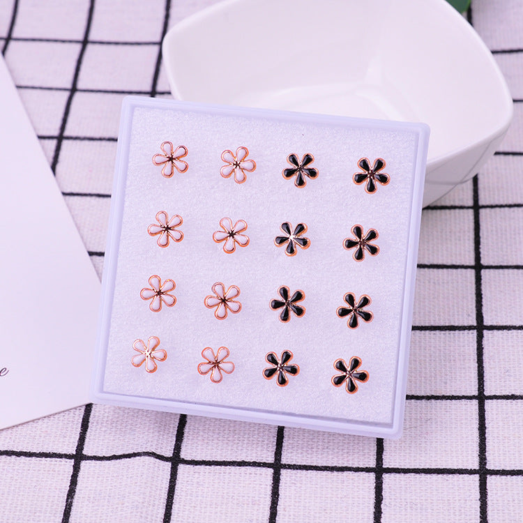 Black White Female Set Stall Ornament Plastic Resin Earrings