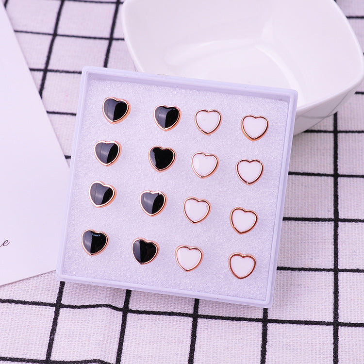Black White Female Set Stall Ornament Plastic Resin Earrings