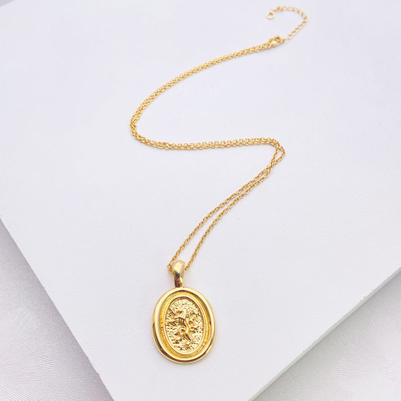 Women's Round Lion Gold-plated Cold Wind Temperament Necklaces