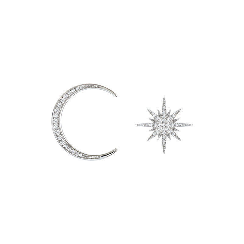 Sier Needle Temperament Female Ear Asymmetric Earrings