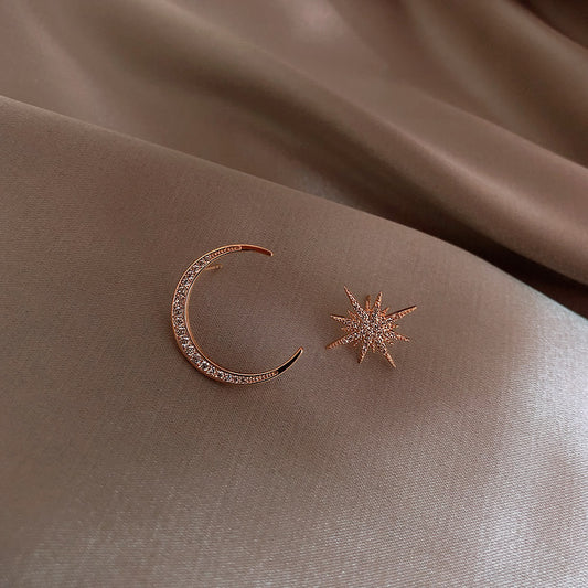 Sier Needle Temperament Female Ear Asymmetric Earrings