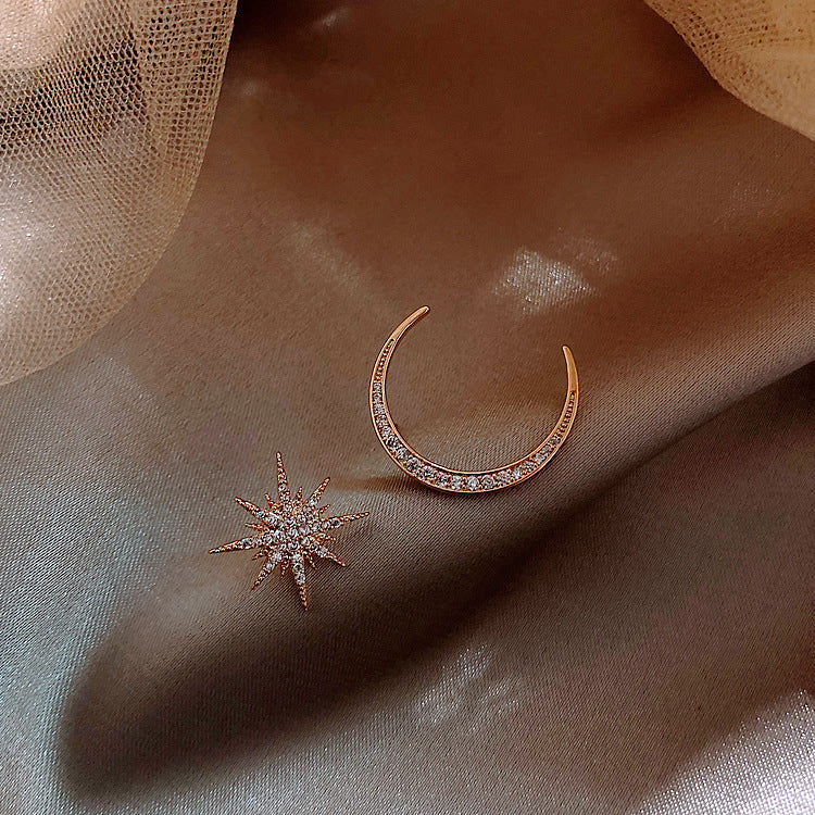 Sier Needle Temperament Female Ear Asymmetric Earrings