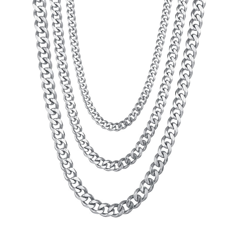 Men's Trend Six-sided Grinding Cuban Titanium Steel Necklaces