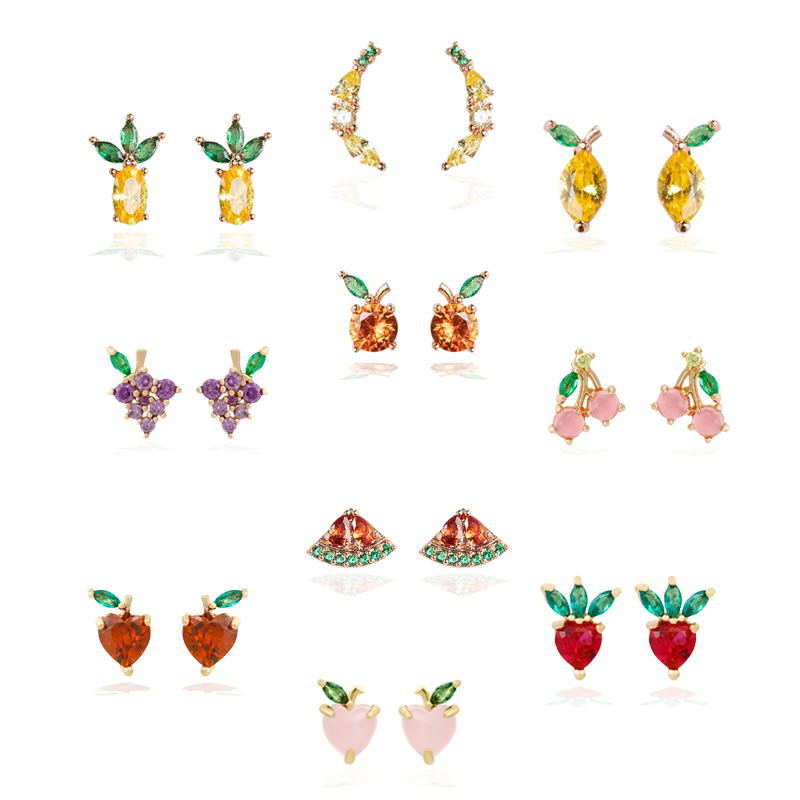 Fashion Creative Fruit Gold Plated Color Earrings