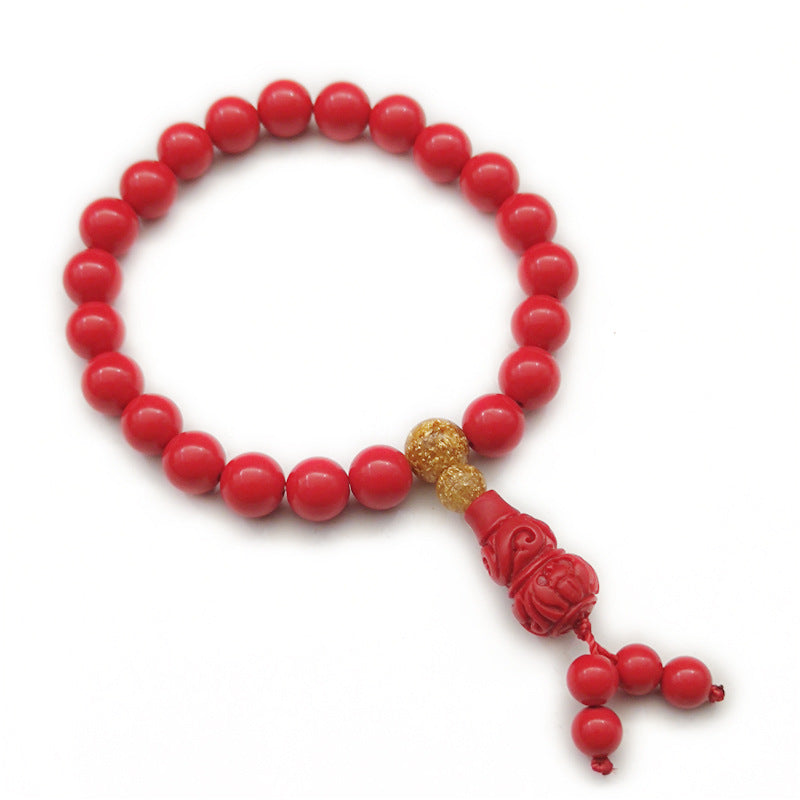 Women's Cinnabar Single Circle Calabash Pendent Rosary Bracelets