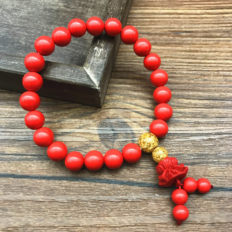 Women's Cinnabar Single Circle Calabash Pendent Rosary Bracelets
