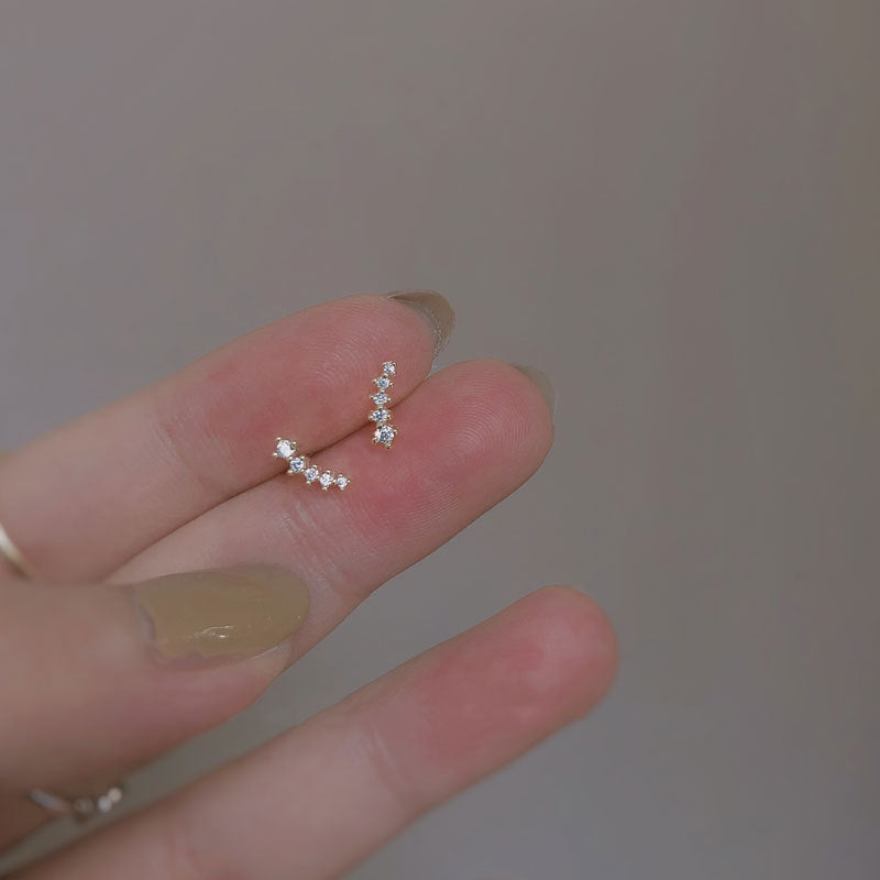 Women's Sterling Sier Meteor Small Gang Drill Shiny Earrings