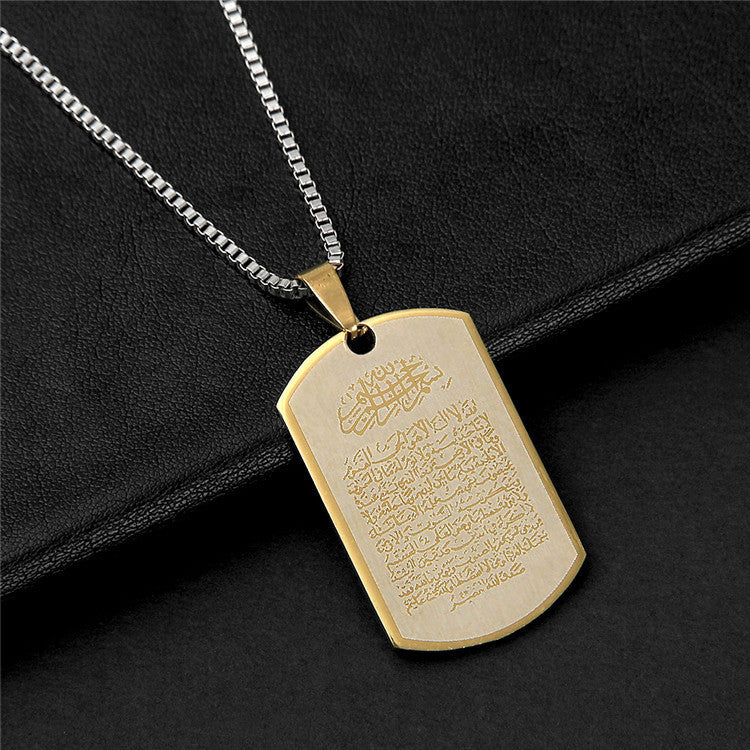 Men's Ornament Rectangular Blessing Card Vintage Necklaces
