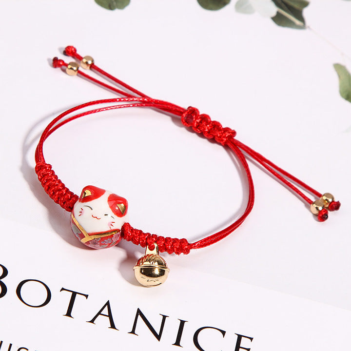 Cute Ceramic Lucky Cat Kitty Female Bracelets