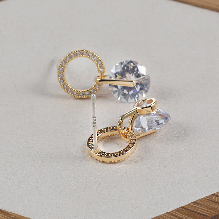 Women's Sier Pin Trendy Super Beautiful Inlaid Zircon Earrings