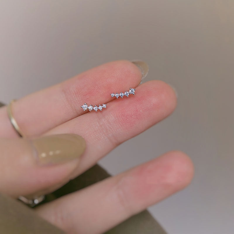 Women's Sterling Sier Meteor Small Gang Drill Shiny Earrings