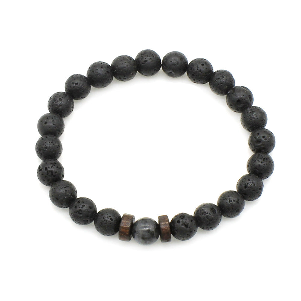 Black Glitter Wooden Bead Ornament Lava Bracelets