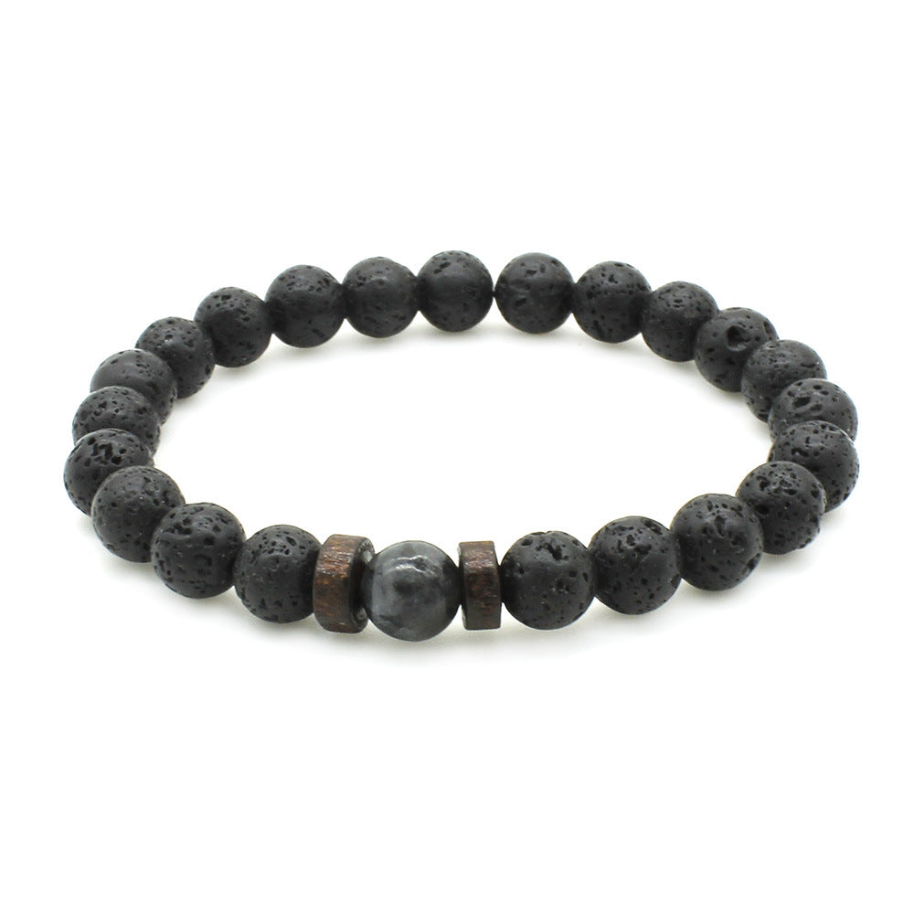 Black Glitter Wooden Bead Ornament Lava Bracelets
