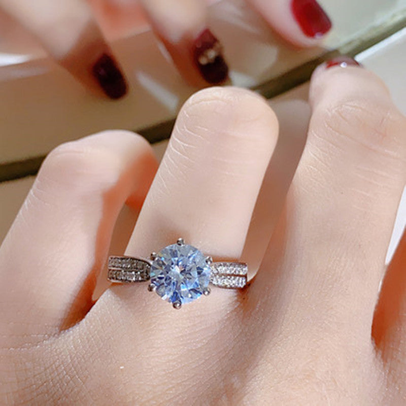 Moissanite Carat Large Diamond Bottomless Inlaid Rings