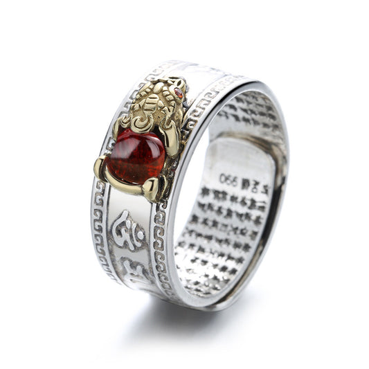 Sutra Lucky Cloud Pattern Male Garnet Rings