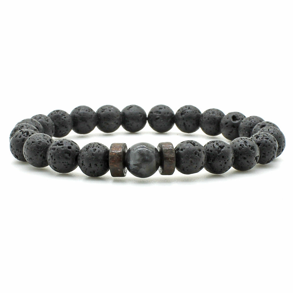 Black Glitter Wooden Bead Ornament Lava Bracelets