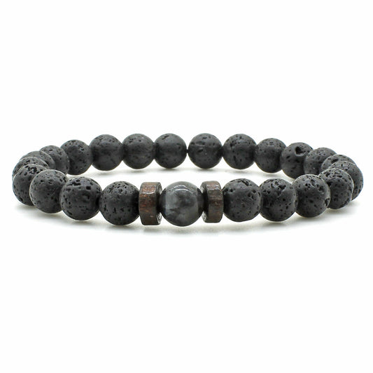 Black Glitter Wooden Bead Ornament Lava Bracelets