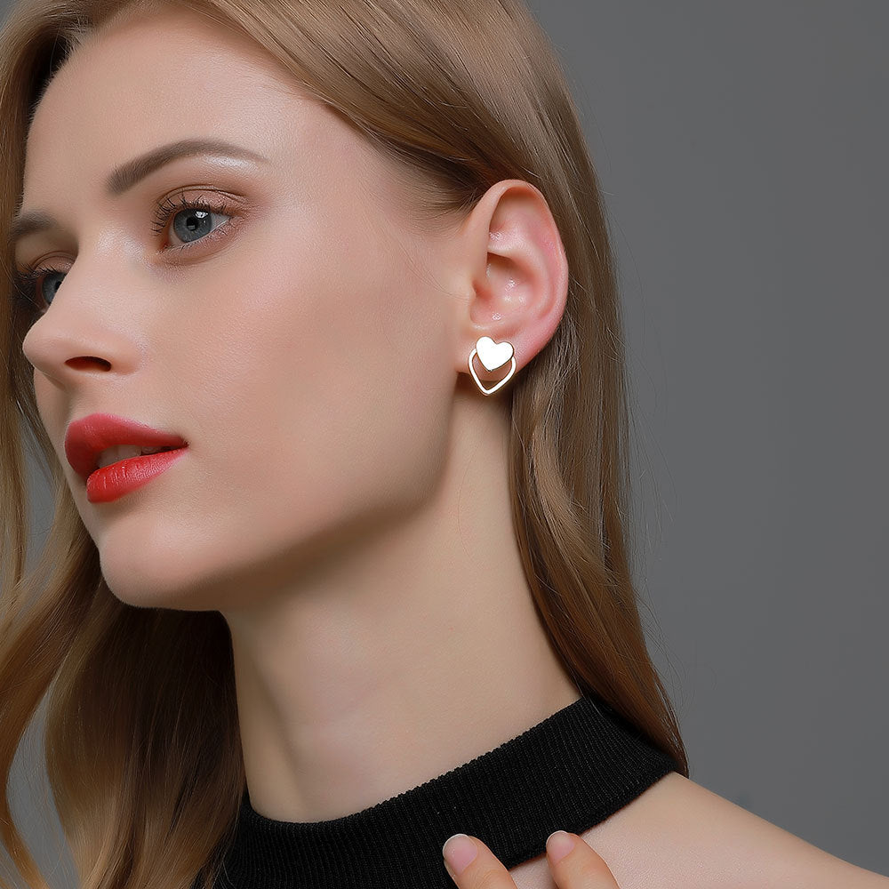 Double Layers Loving Heart Ear Cold Rings