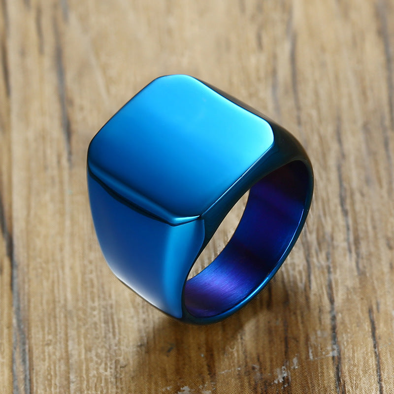 Men's Stainless Steel Simple Nude Square Titanium Rings