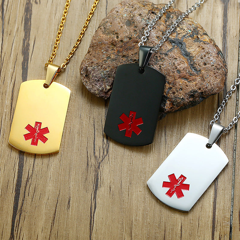 Stainless Steel Medical Logo Black Golden Necklaces