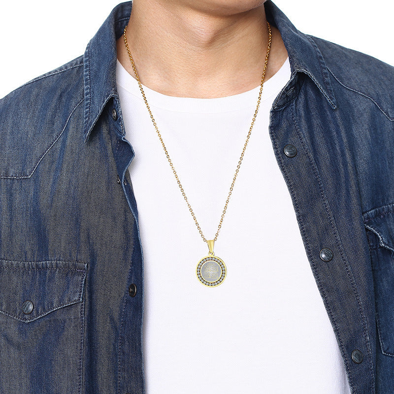 Men's Jewelry Stainless Steel Zircon Mantra Gold Necklaces