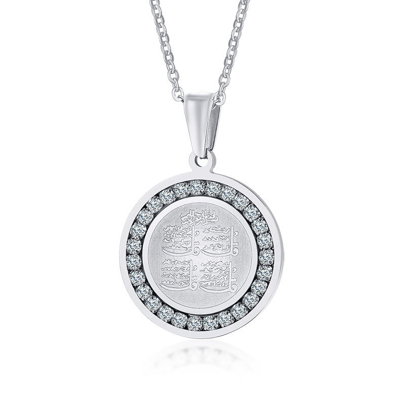 Men's Jewelry Stainless Steel Zircon Mantra Gold Necklaces