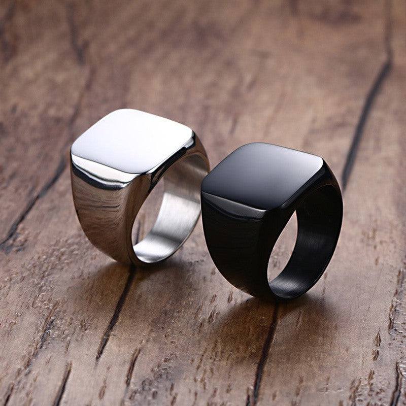 Men's Stainless Steel Simple Nude Square Titanium Rings