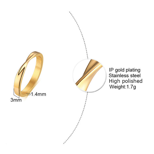 Jewelry Simple Stainless Steel Mobius Golden Rings