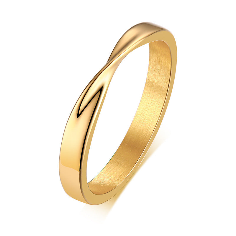 Jewelry Simple Stainless Steel Mobius Golden Rings
