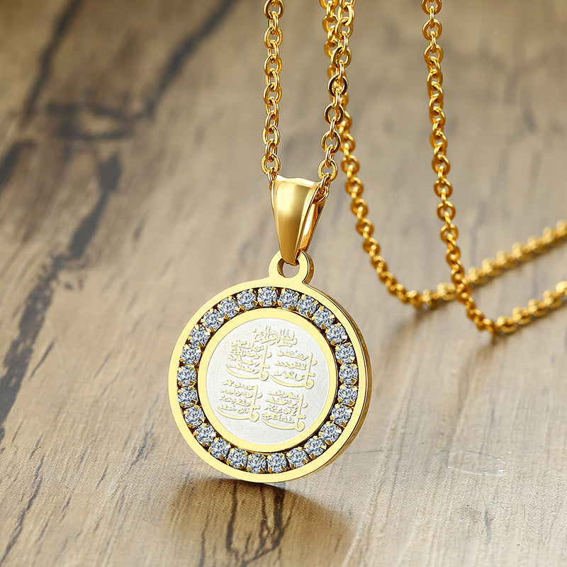 Men's Jewelry Stainless Steel Zircon Mantra Gold Necklaces