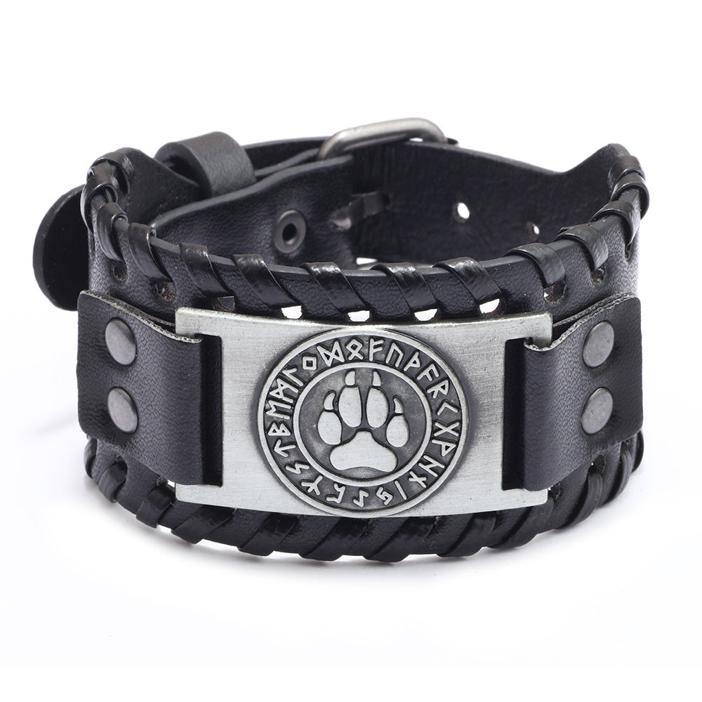 Men's Brush Authentic Leather Weave Punk Polar Bracelets