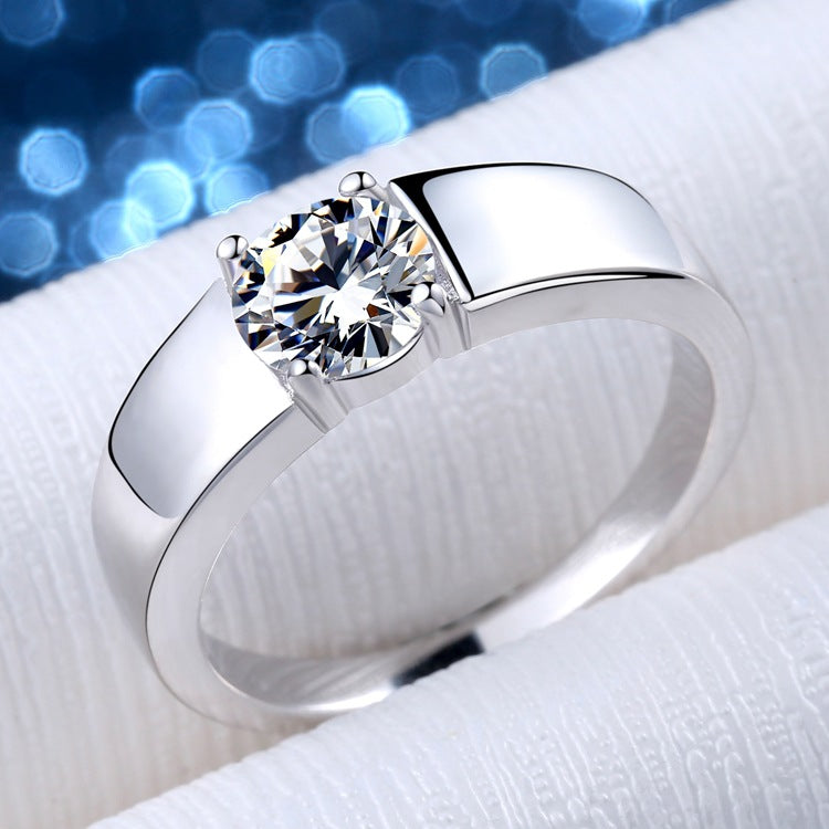 Men's Sier Platinum Karat Simulation Diamond Wedding Fashion Rings