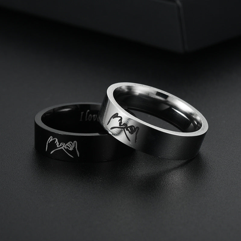 Titanium Steel Vintage Love Hand In Rings