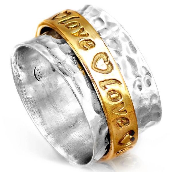 Luxury Vintage Retro Two-tone Letter Ornament Rings