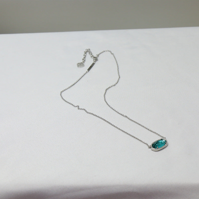 Geometric Transparent Ocean Blue Glass Female Necklaces