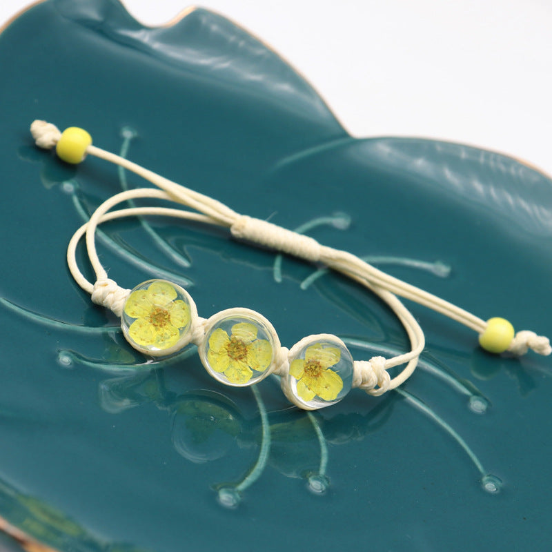 Dried Flower Glass Real Specimen Luck Couple Girlfriends Gift Bracelets