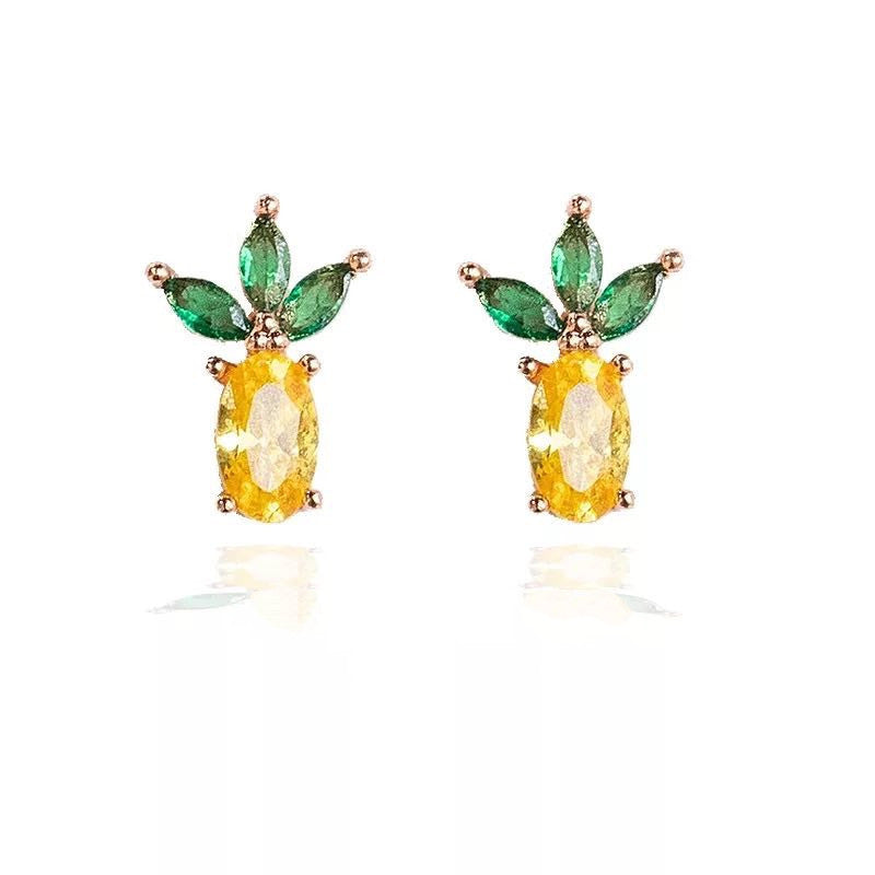 Women's Sier Needle Tropical Fruit Summer Fresh Earrings