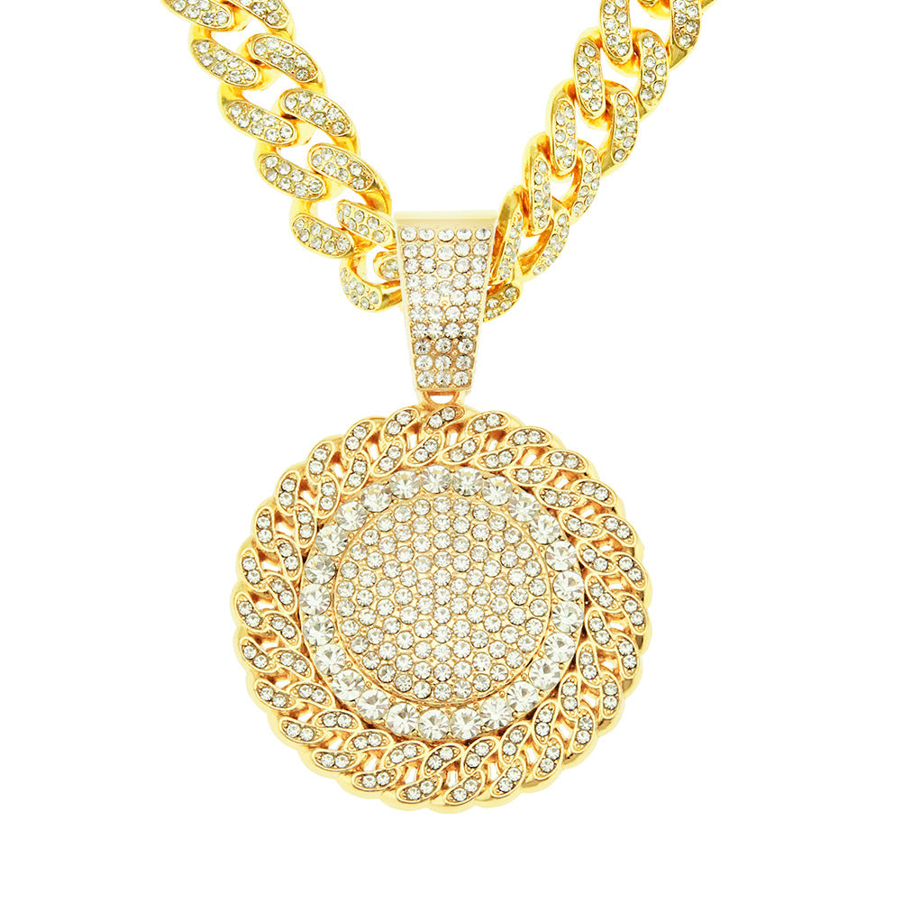 Men's Cuban Link Chain Outer Sunflower For Necklaces