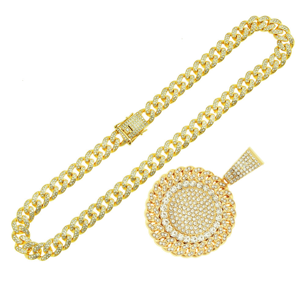 Men's Cuban Link Chain Outer Sunflower For Necklaces