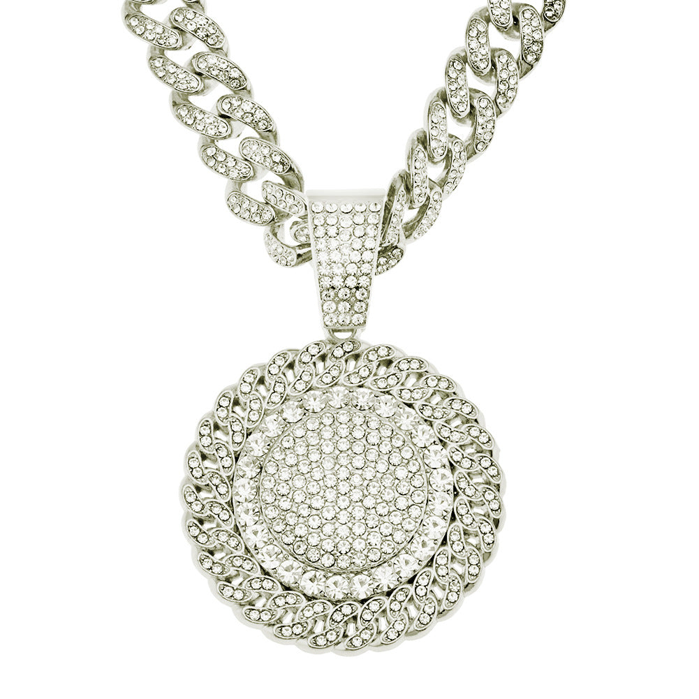 Men's Cuban Link Chain Outer Sunflower For Necklaces