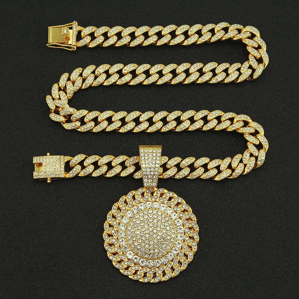 Men's Cuban Link Chain Outer Sunflower For Necklaces