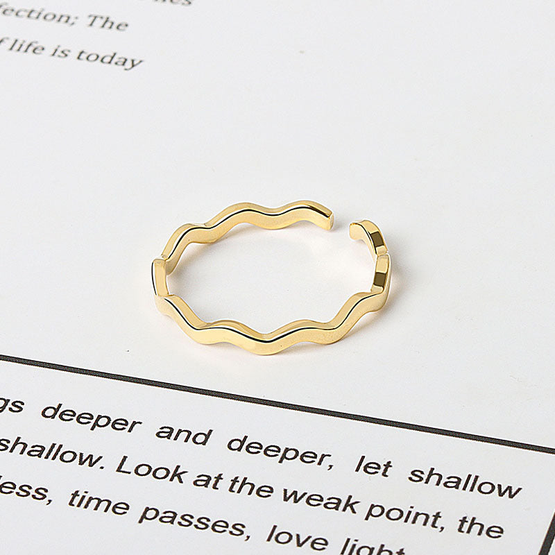 Wave Line Female Light Luxury Simplicity Rings