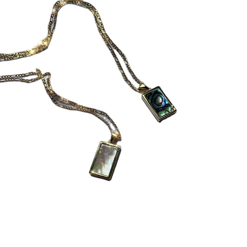 Inlaid Titanium Steel Plated Gold Shell Necklaces