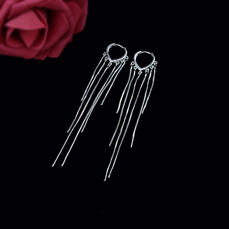 Women's Tassel Heart-shaped Ear Clip Long Suitable For Round Earrings
